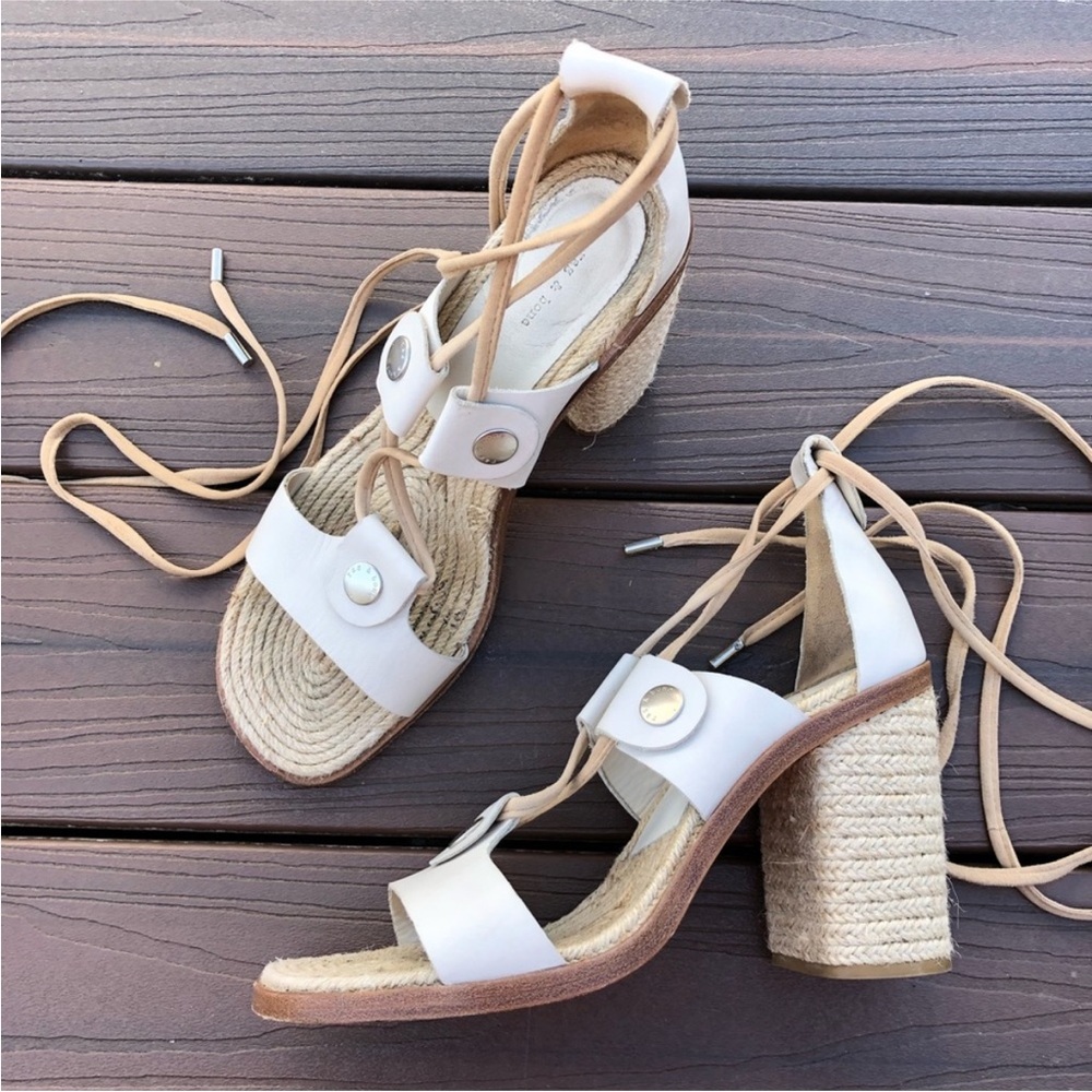 Rag & Bone Eden Ivory Lace Up Espadrille Heels